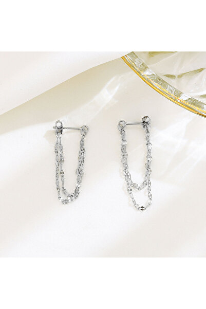 Choice1 Silvery 925 Silver designed earrings with double layered tassel chain...