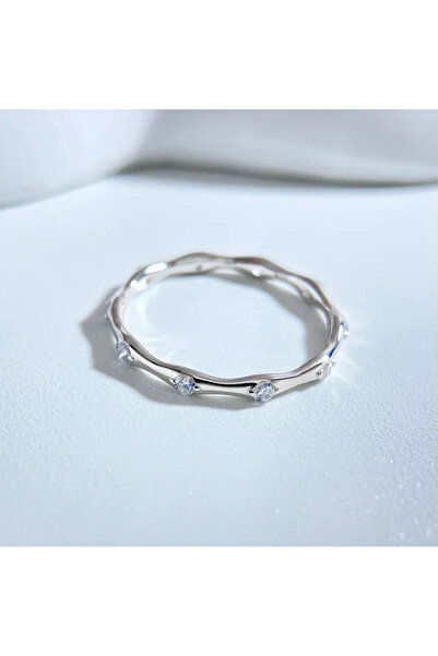 Choice3 7 Silver 925 Sterling Silver Zircon Simple Personalized Bamboo Ring F...