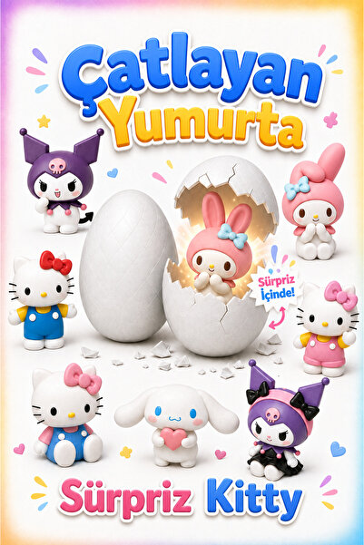 GiginGo Kitty Sürpriz Yumurta - Çatlayan Yumurta Gizemli Kitty Figürü 1 Adet