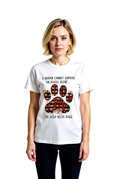 PayBuy Women's Book Dog Love Printed Relaxed Fit Short Sleeve Round Neck Casu...