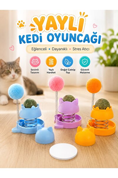 HAYHAYPETSHOP Yaylı Kedi Oyuncağı Catnipli Kedi Oyun Topu | Kendinden Yapışka...
