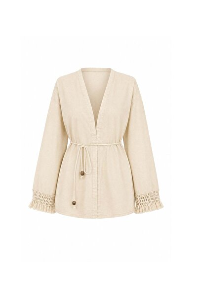 praye Kimono with Tassel Cuffs Stone
