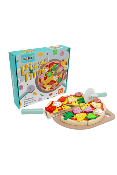 OEM Set pizza din lemn pentru feliat cu accesorii și joc de rol, 24 piese