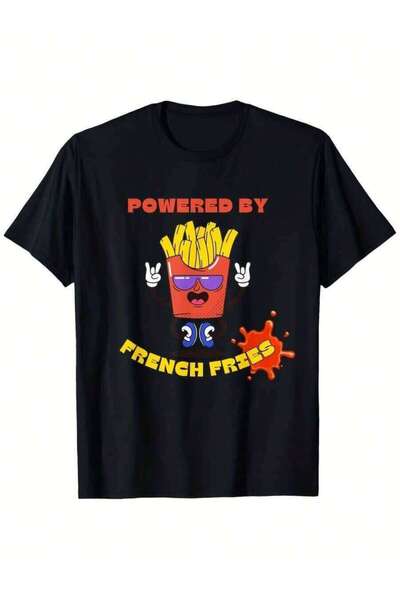 NOURAM Humorous Graphic Tee Men Featuring A French Fry Design Heavyweight Cre...