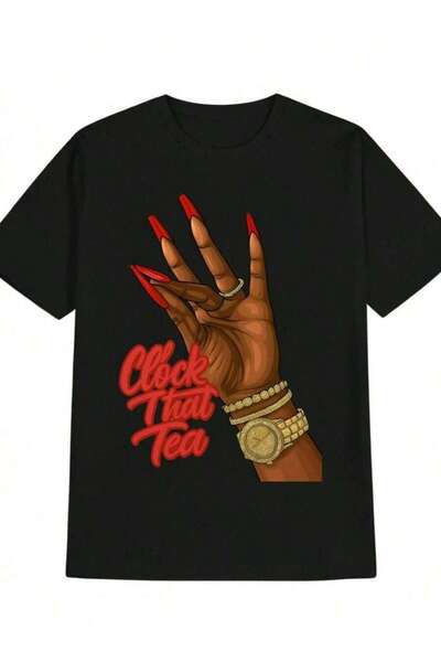 NOURAM Men's Casual-Shirt, Featuring Pattern Of Red Nail Polish A Clock, Made...