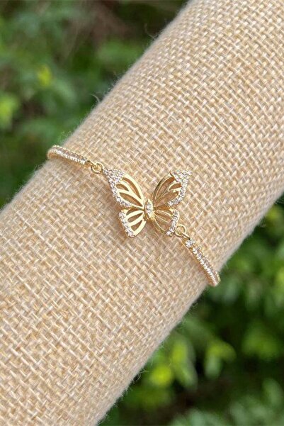 The Jewel Heart Brățară Golden Butterfly, Alamă Placată cu Aur 18K