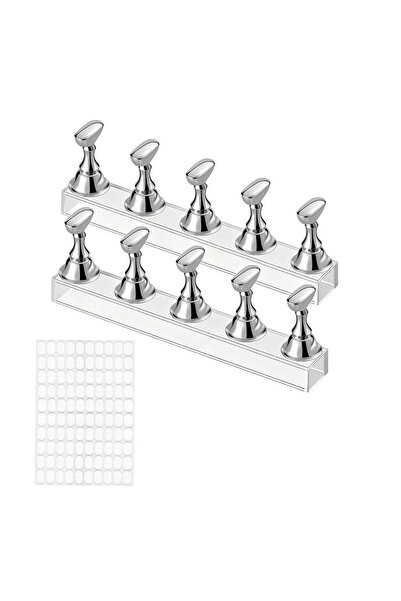 choice2 Silver Set 2 Sets Nail Practice Stand with 100Pcs Double Sided Tape, ...