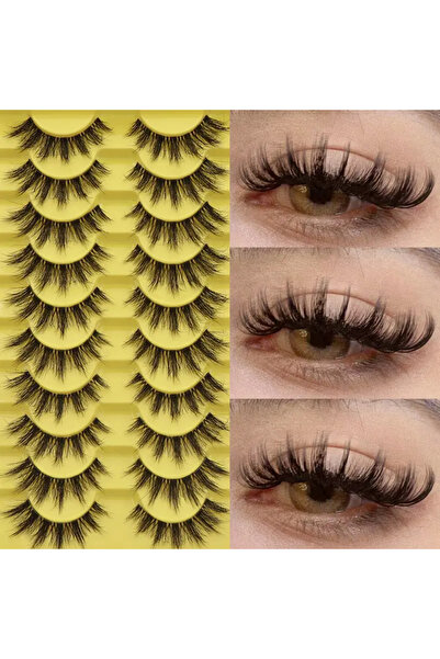 Choice 202-10P 10 Pairs False Fluffy Russian Strip Lashes 3D Fake Lashes Make...