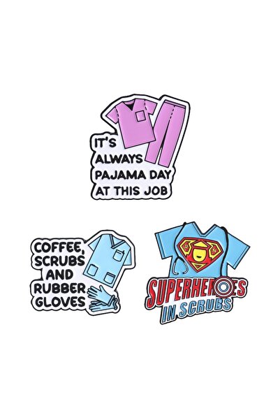 Choice3 TZ2653 Superheroes In Scrubs Coffee Scrubs And Gloves Enamel Pin Nurs...