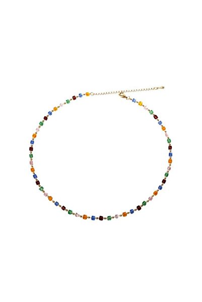 Choice Colorful ZAKOL Simple Fashion Colorful Square Acrylic Bead Chain Neckl...