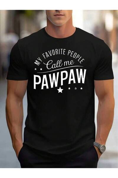 23ERVA الشخص الذي أحبه، يرجى الاتصال بي. قميص PAWPAW، قميص أسود، بتصميم جذاب W03
