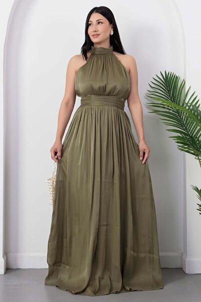 PULLIMM Halter Neck Chiffon Dress Grs4128