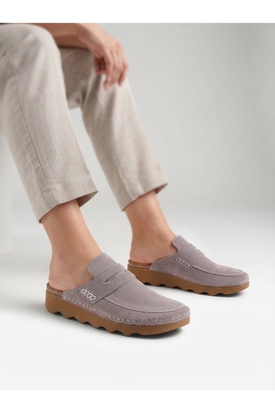 Rüya Shoes Suede Daily Poly Sole Comfortable Genuine Leather Slippers - 4 cm