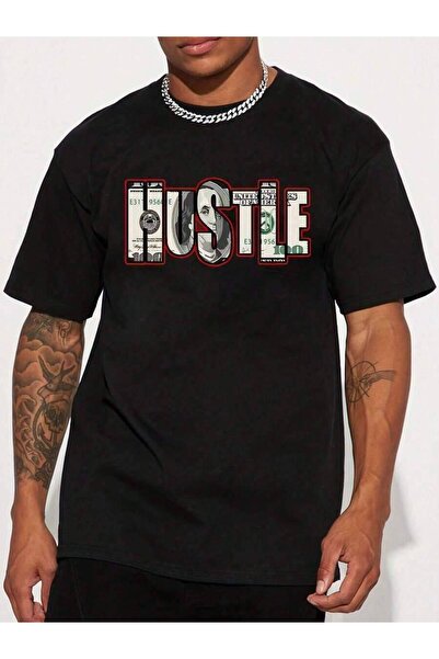 45 BPM Men's Women's HUSTLE & Power Dollar Bill Print-Shirt - Money Motif Str...