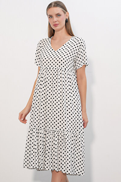Bigdart Women's V-Neck Polka Dot Dress 2624 - White