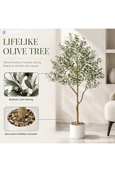 BESTONE Artificial Olive Tree 150cm 5FT with Planter Pot Adjustable Branches ...