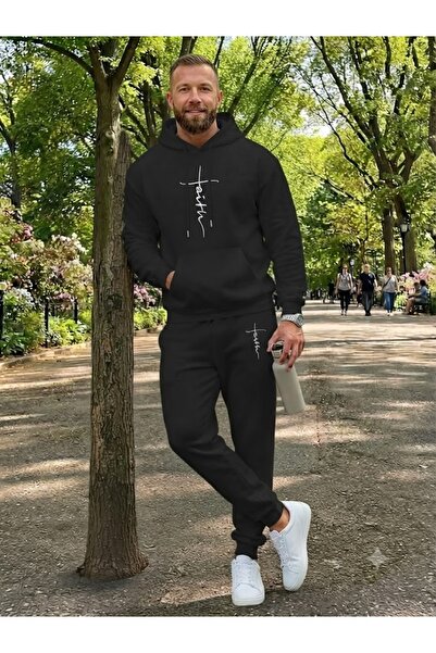 WOODROFFE Unisex Printed Oversize Hooded Tracksuit Set Casual