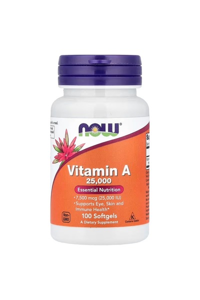Now Vitamin A – 7,500 mcg (25,000 IU), 100 Softgels
