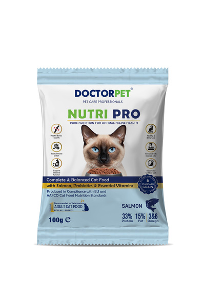 Doctor Pet Nutri Pro Adult Dry Cat Food with Salmon 100g - Probiotics & Essen...