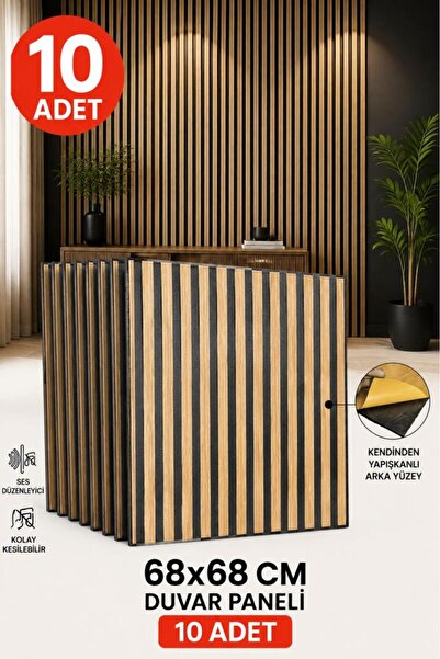 Renkli Duvarlar 10 ADET 68cmx68cm Lambiri Desenli Kendinden Yapışkanlı Duvar ...