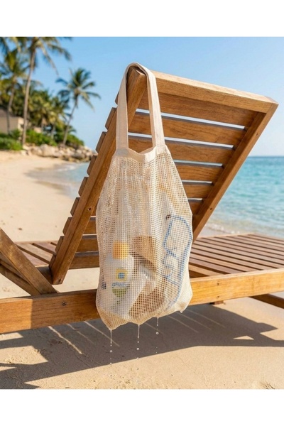 White Alamode Mesh Beach Bag 23X32Cm