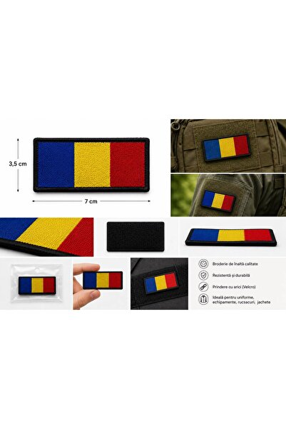 Generic Brand Steagul Romaniei 7 x 3,5 cm cu arici (Velcro)