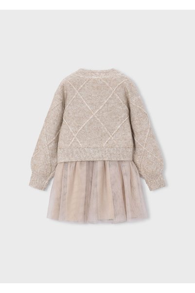 MAYORAL Girl's Tulle Dress with Bow and Sweater Set 4927
