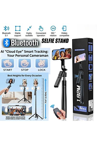 EN SİGA AI Takipli Selfie Çubuğu ve Tripod 1.92 Metre Bluetooth Kumandalı Akı...