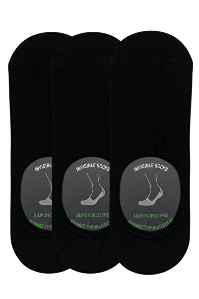 TOLIN Men's 3-Piece Bamboo Ballerina Socks Non-Slip Heeled Invisible 10400