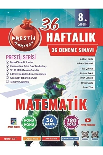 Nartest Yayınları 8.SINIF LGS 36 HAFTALIK MATEMATİK DENEMELERİ