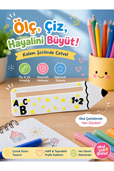Genel Markalar Kalem Tasarımlı 3D Baskı Okuma Cetveli - İlkokul Okuma Takip Ş...