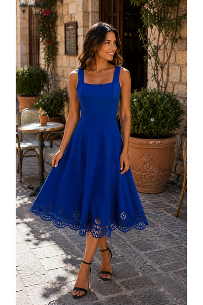 Kokosh moda Eleganță atemporală - Rochie midi evazată pentru femei, cu guler ...