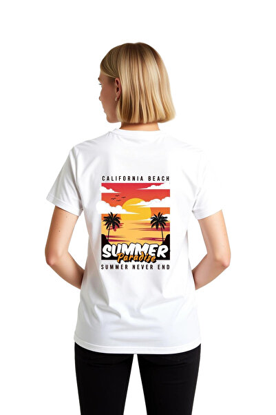 PayBuy تي شيرت نسائي مطبوع عليه Summer Escape to Paradise