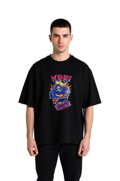 PayBuy Men's Oversize Cartoon King Design Digital Printed T-Shirt Relaxed Fit...
