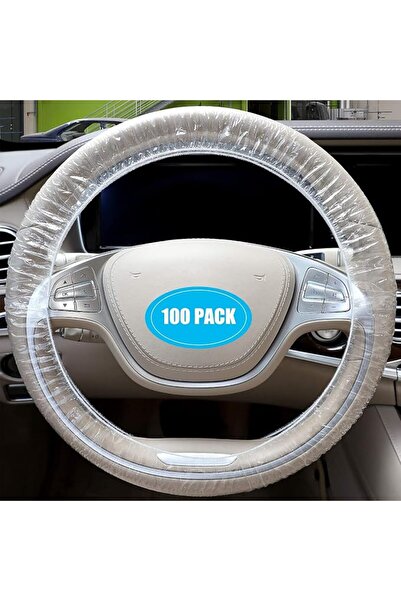 SANMUGEED 100pcs Disposable Car Steering Wheel Covers,Anti Slip Plastic Clear...