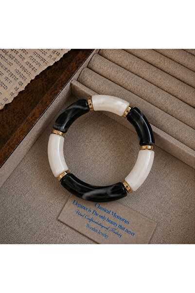 synshop Black Gray Cream Purple Bone Marble Patterned Gold Spacer Bohemian Vi...