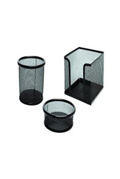 inci çelik aksesuar Table Set 3 Pieces Metal Mesh 470g Black