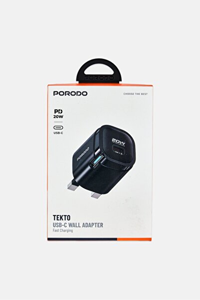 porodo USB-C Fast Charging Wall Adapter, Black