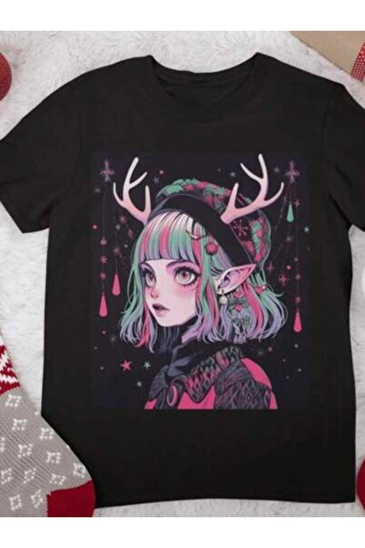 k222 Pastel Goth Oversized-Shirt Harajuku,Anime Sweet Punk Theme Portrait Pri...