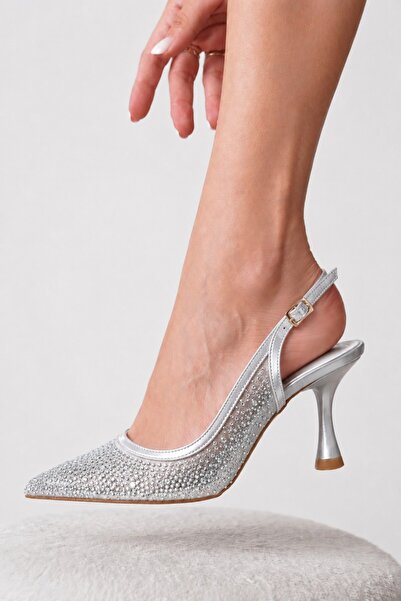 İX Diamour Women's Crystal Stone Pointed Toe Stiletto 8cm
