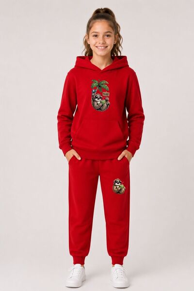 cm buseyiz Busekids New Season Printed Hooded Children's Tracksuit Set