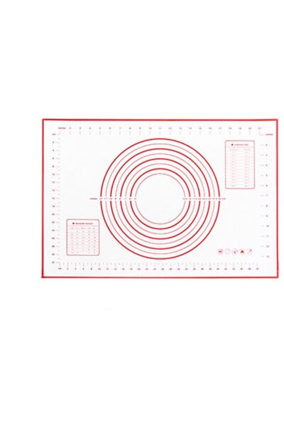 STARSTAR Silicone kneading mat with markings, rollable, suitable for pizza, red.