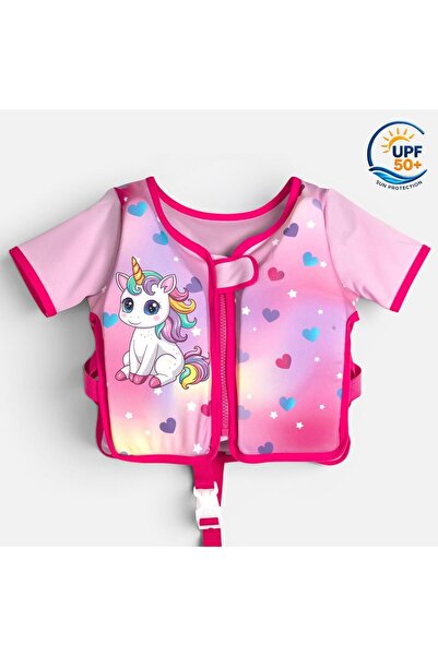 BESTWAY Vestă de înot roz cu unicorn pentru copii, 3-6 ani (19-30 kg), UPF50+