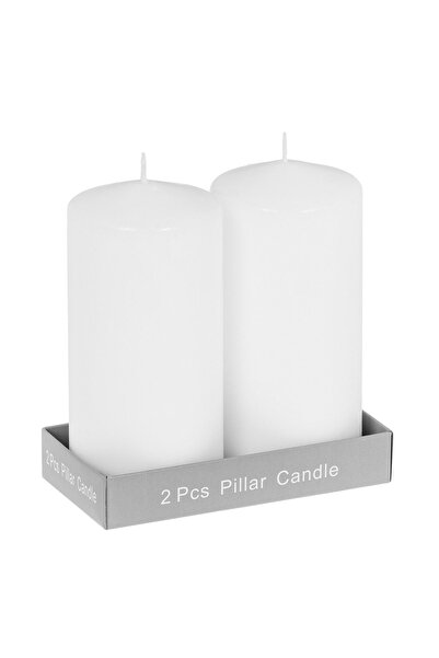 OEM Set de 2 Lumânări Albe Tip Stâlp 7x14cm - Lumânări Decorative din Ceară d...