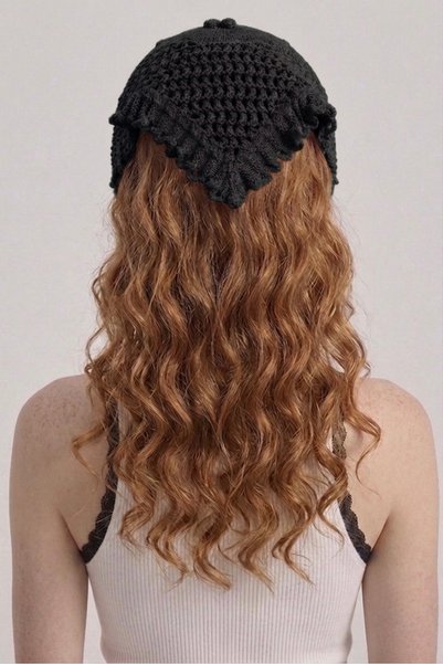 Neden Tekstil Women's Mesh Lace-Look Multi-Purpose Bandana Summer Beach Compatible Perforated Knitwear Hair Bandana and Waist Accessory