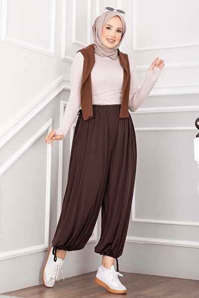 EBRUTESETTÜR Adjustable Waist and Leg Shalwar Trousers Brown