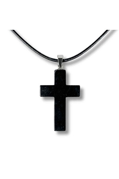 craftmystic Natural Shungite Cross Pendant Necklace - Energy Protection and I...