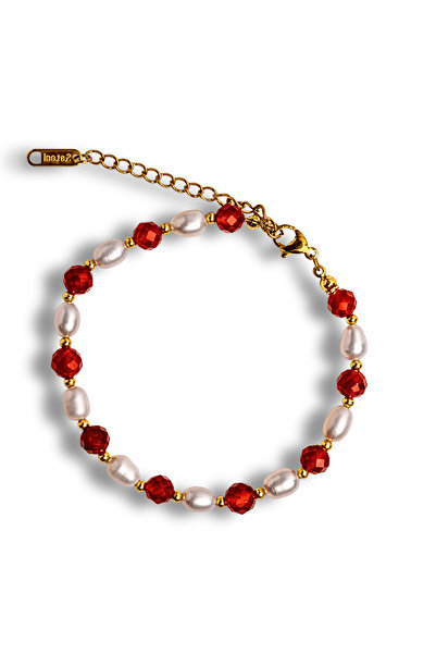craftmystic Bratara Agat Rosu si Perle Naturale - Energie, Eleganta si Armoni...