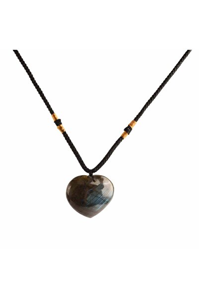 craftmystic Heart-shaped Labradorite crystal necklace - semi-precious stone f...