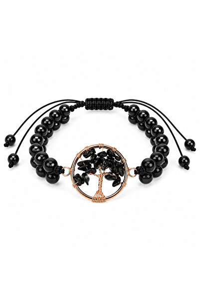 craftmystic Bratara cu Obsidian si Arborele Vietii - Protectie, Stabilitate s...